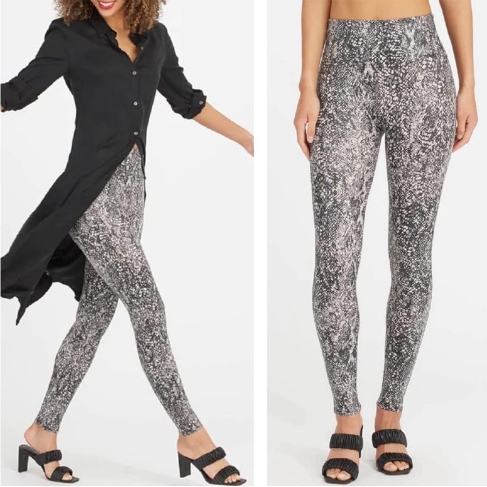 SPANX Faux Leather Snake Shine Shapewear Leggings